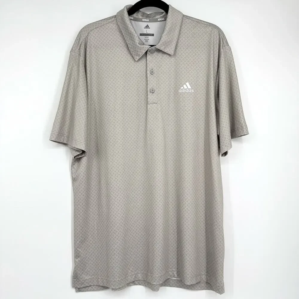 Adidas Men's Golf Ultimate Gray‎ Dot Print Polo Top Size L